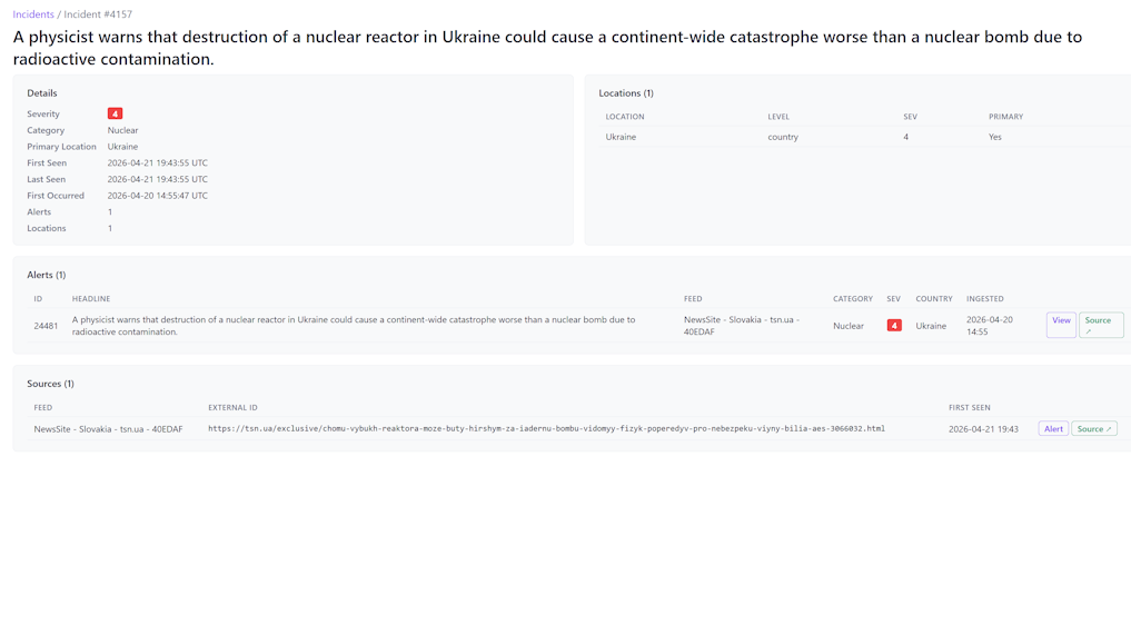 Voyage Risk alert detail view showing the full alert record in the portal.